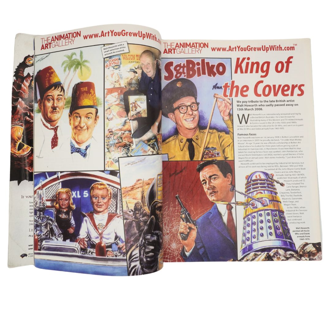 Inside photo of an article titled King of the Covers, paying tribute to Walt Howarth, an iconic British artist