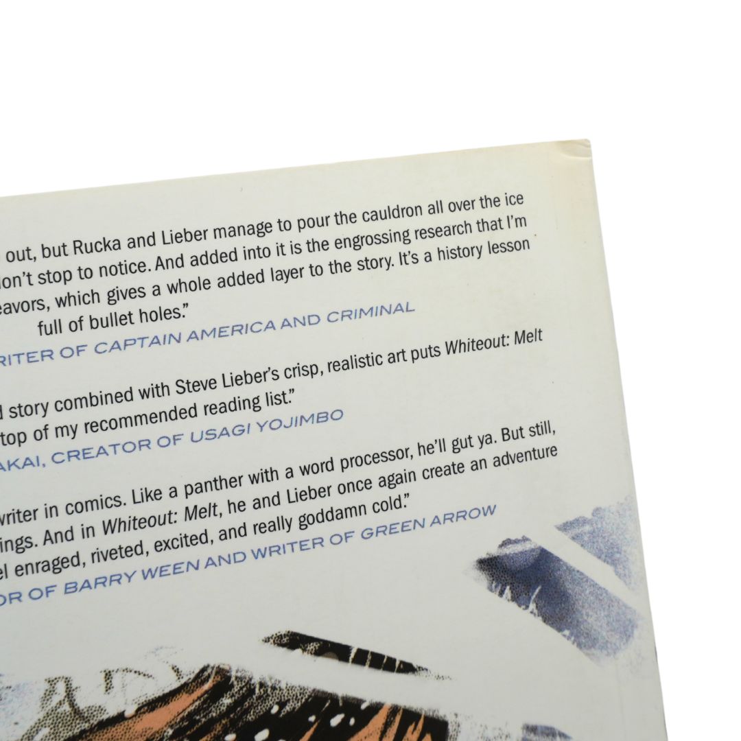 Creasing on the back cover of a Whiteout graphic novel