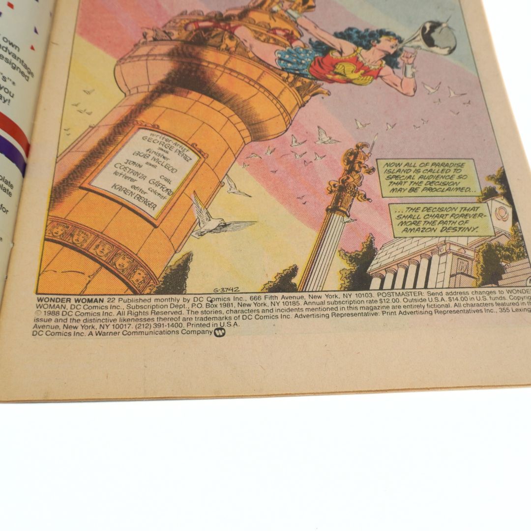 Comic book page featuring Wonder Woman with a pink background