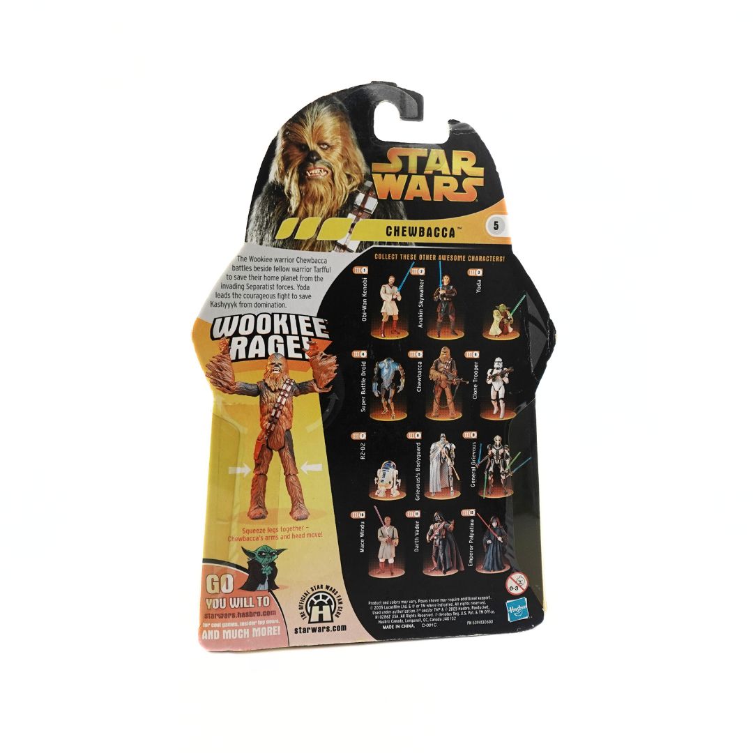Cardback on the Chewbacca Wookie Rage figurine showing the other toys in the collection