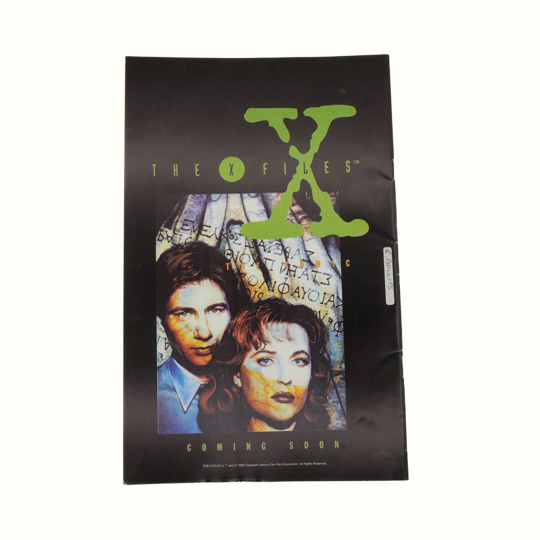 Promotional poster for 'The X-Files' with two faces and the show's logo.