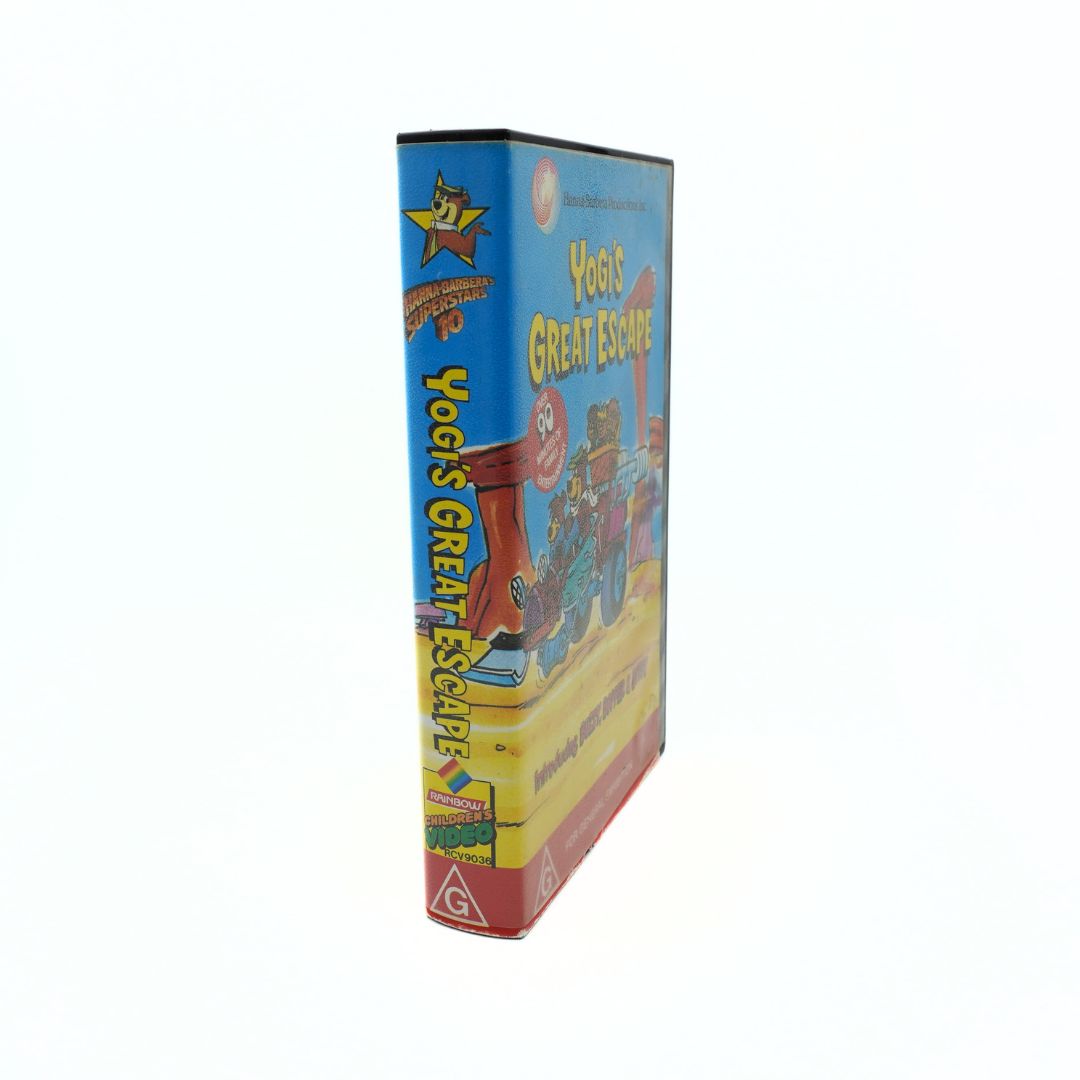 Side of a vintage VHS tape of the film Yogi's Great Escape