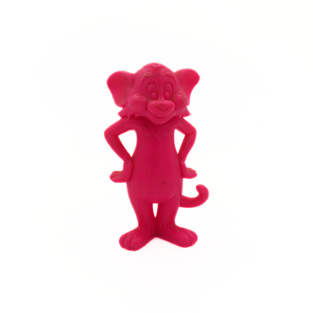 Pink cartoon-style figurine on a white background