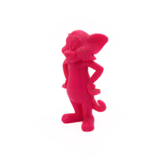 Pink cartoon character figurine on a white background
