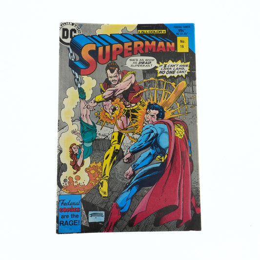 Superman comic book cover with action scene on a white background