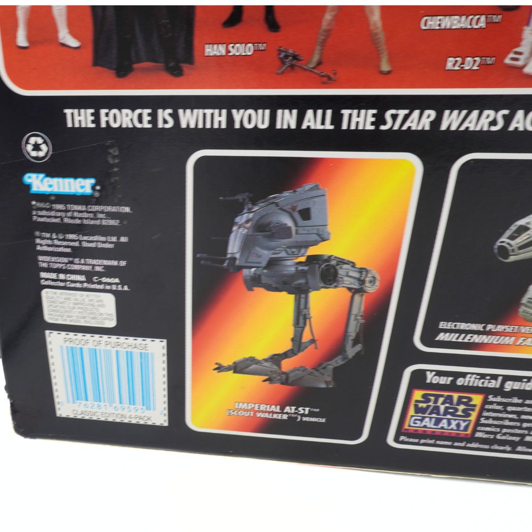 Back of a Star Wars toy packaging with character illustrations and branding.