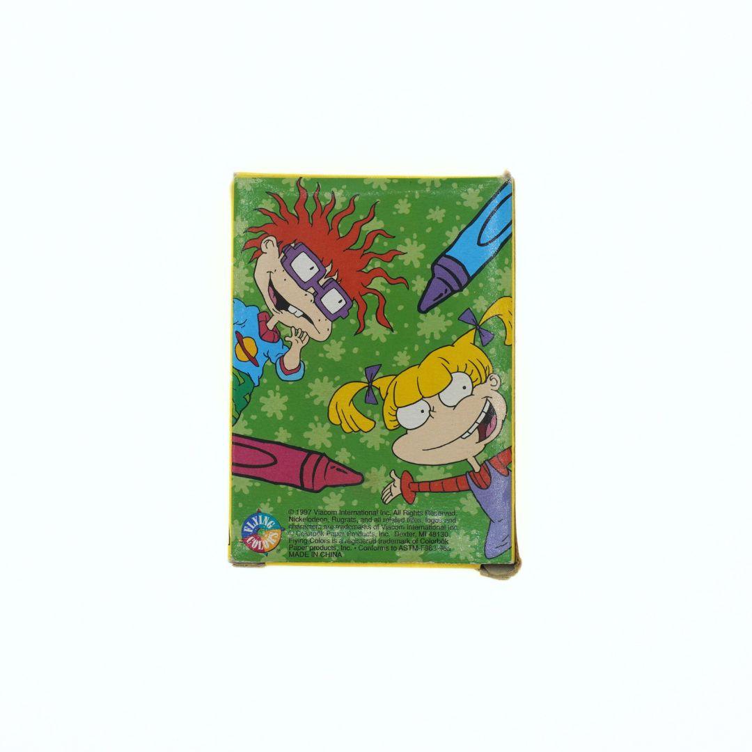 Box with cartoon characters on a green background