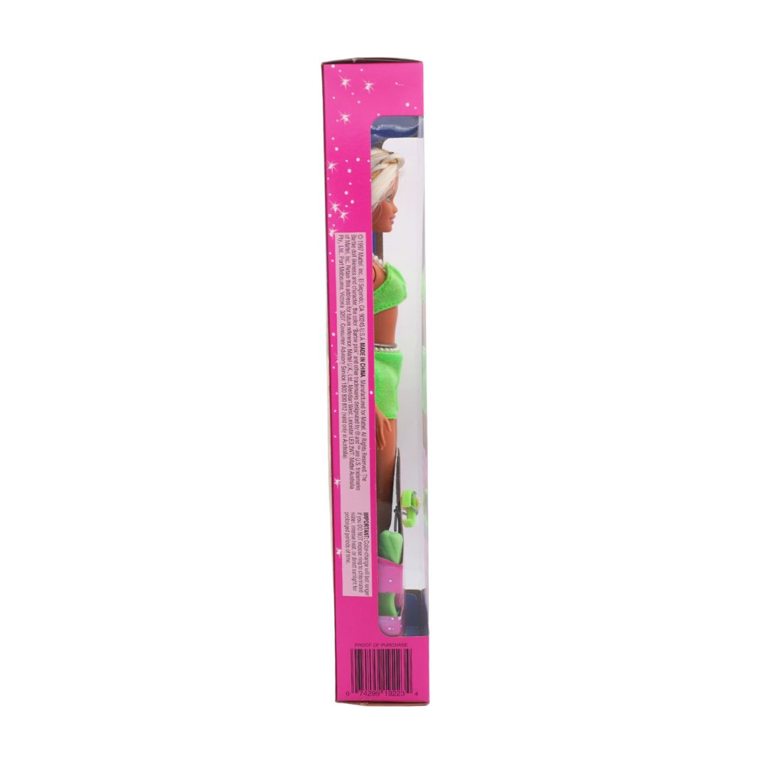 Barbie doll packaging with pink background