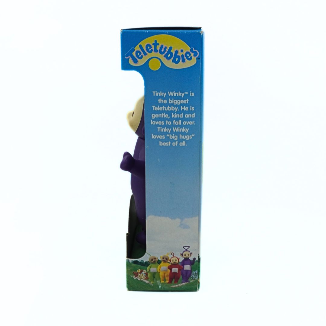 Teletubbies Tinky Winky toy figure in packaging on a white background