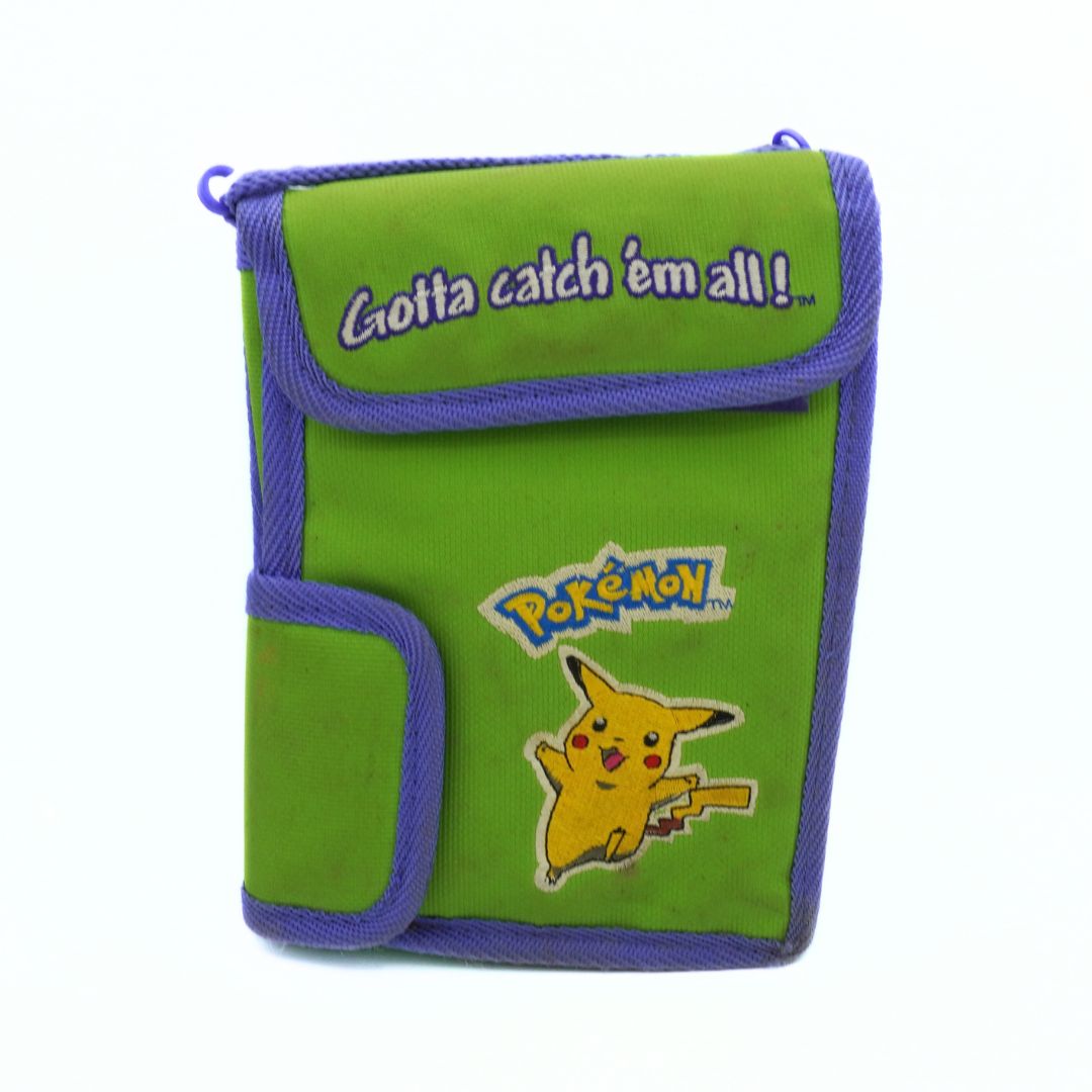 Green and purple pouch with Pikachu and 'Pokémon' logo on a white background