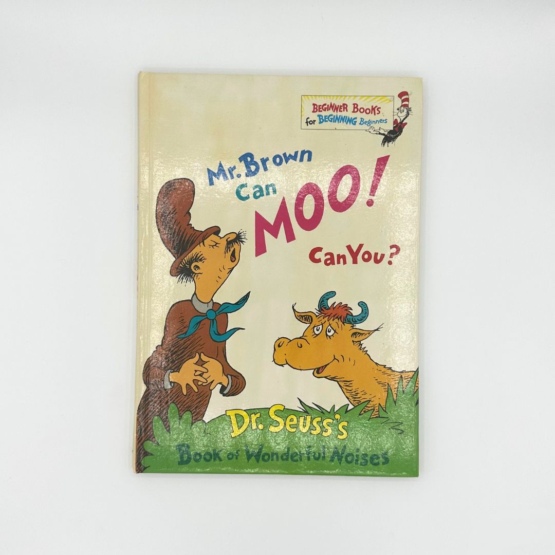 Front cover of a vintage hardcover edition of the Mr. Brown Can Moo! Can You? book