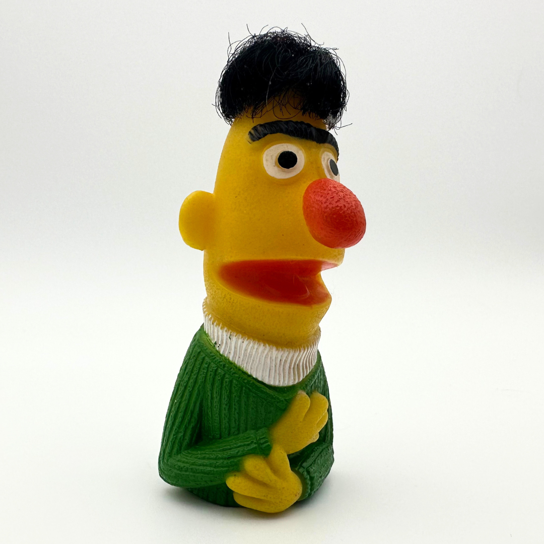 Sesame Street finger puppet; Bert with green sweater and fluffy hair