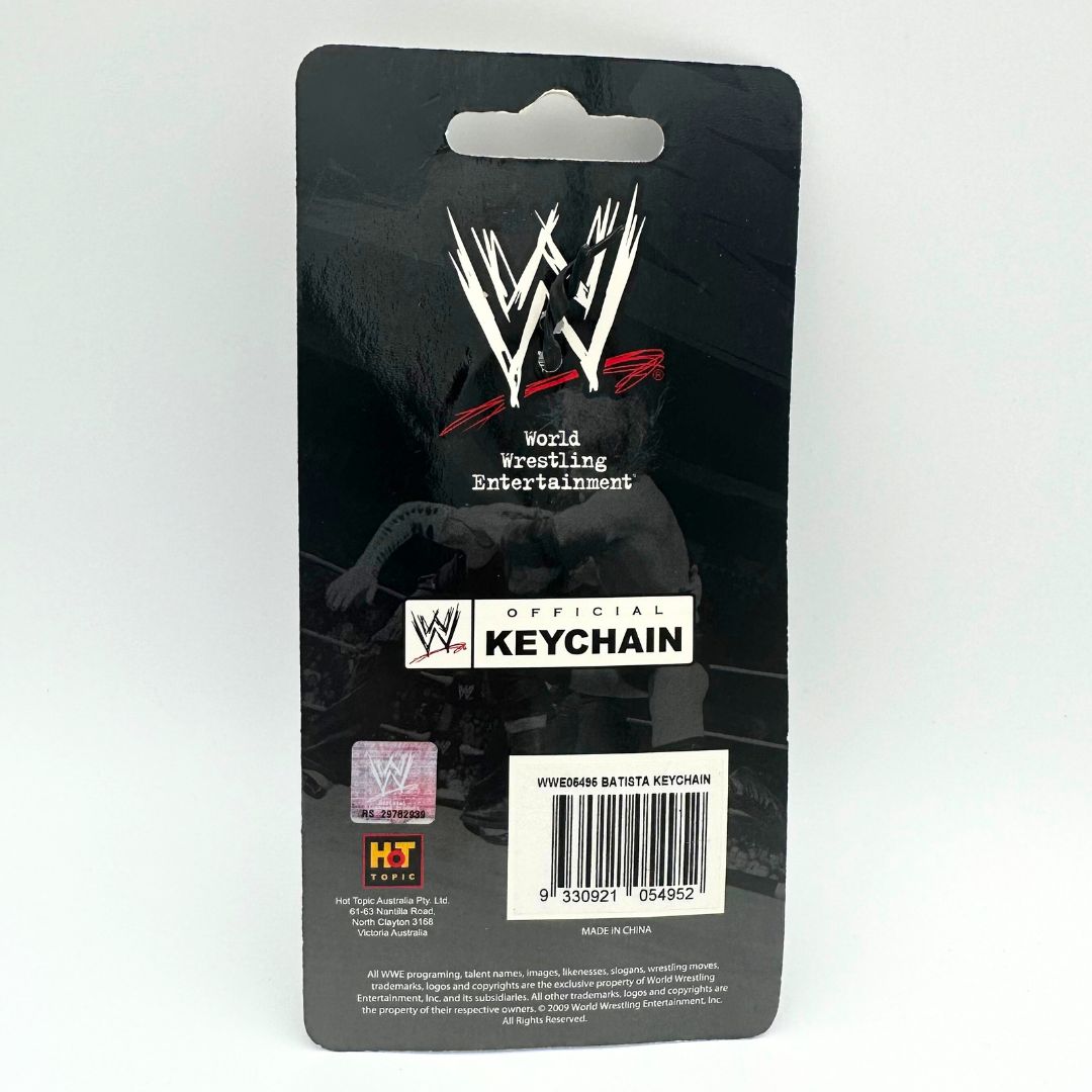 Rear side of an official WWE keychain