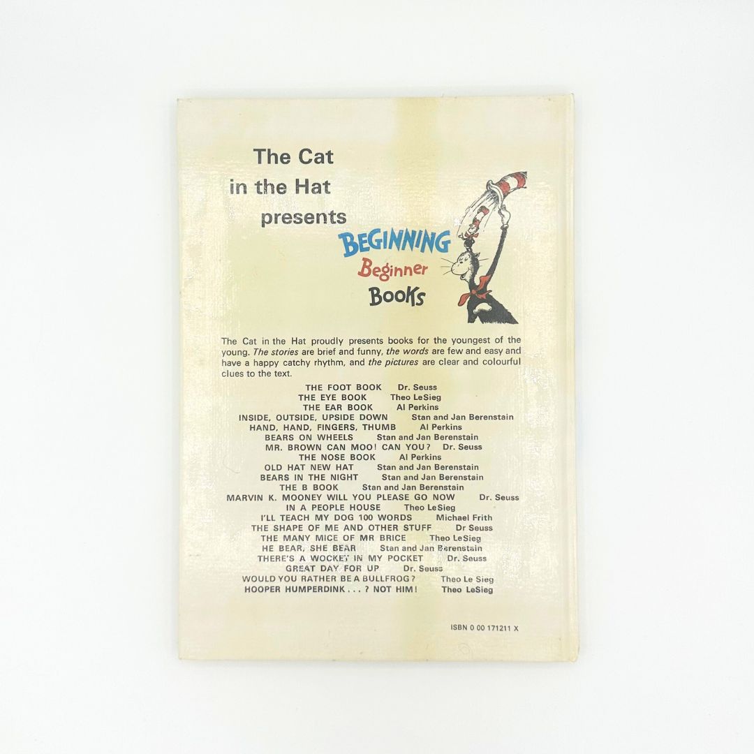 Back cover of a vintage hardcover Beginning Beginner Books