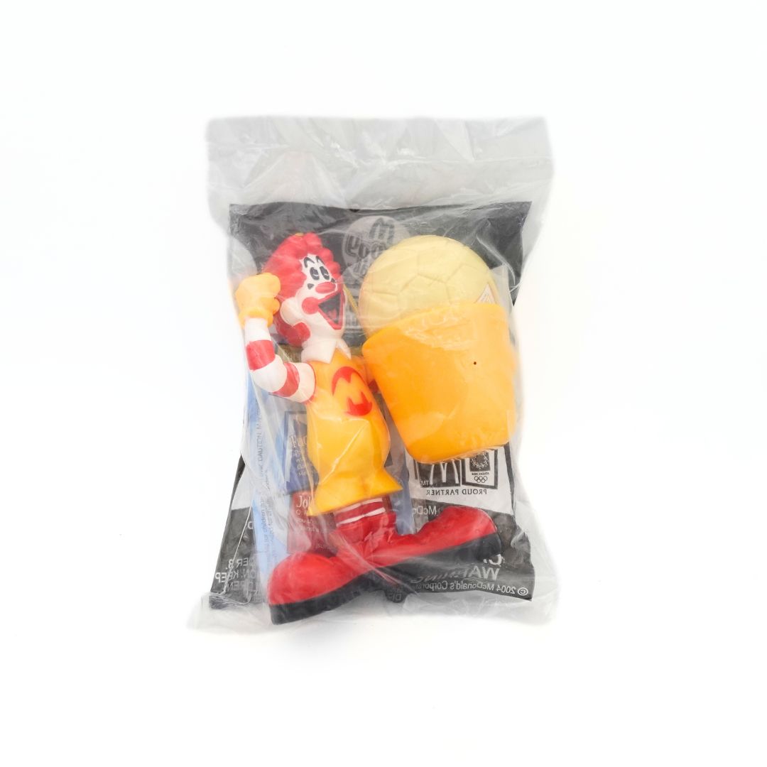 2004 Olympics Ronald McDonald toy in packaging, unopened. Ronald with basketball and basket