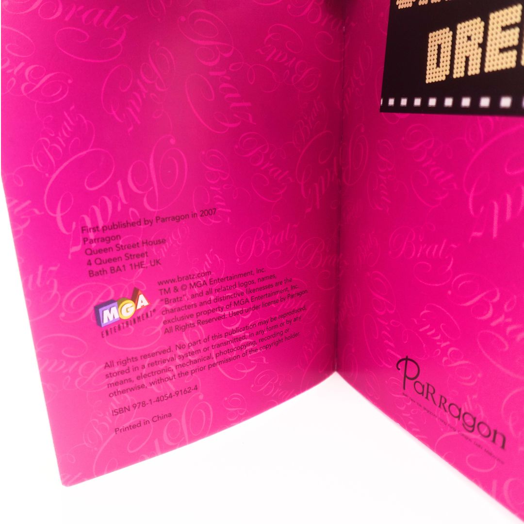 Title page of a Bratz book with a pink background