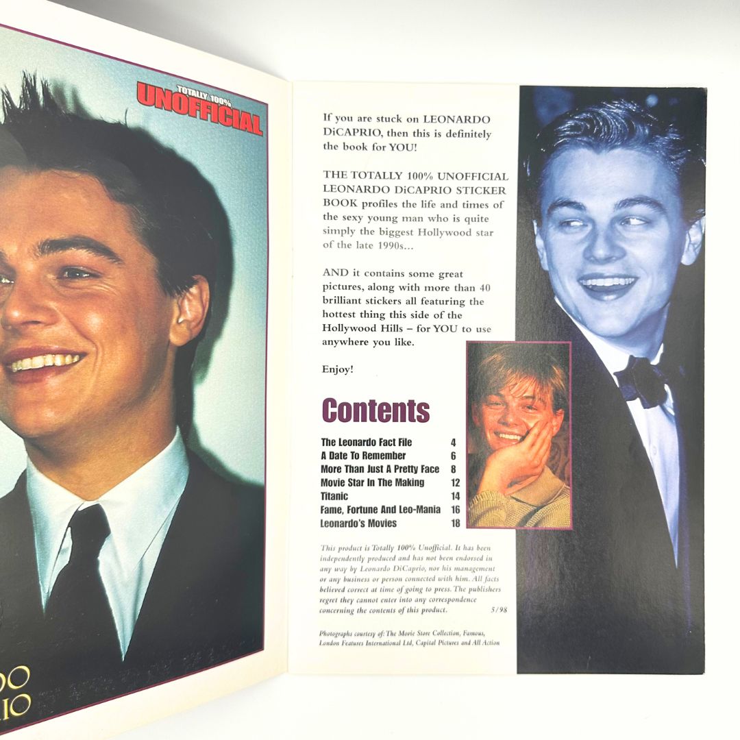 1998 Leonardo DiCaprio Sticker Book