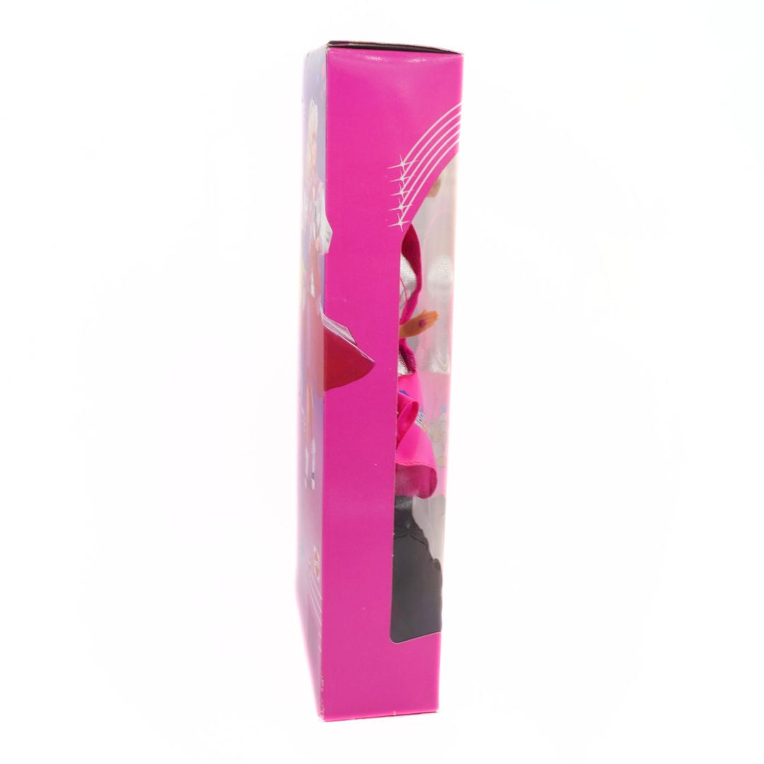 Pink packaging box with a clear window showing a product inside on a white background