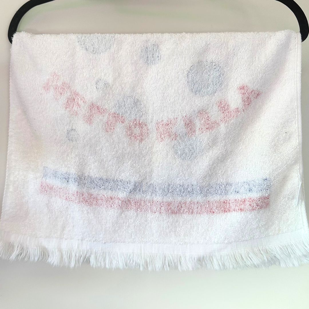 Reverse side of the vintage Hello Kitty wash tub mini towel