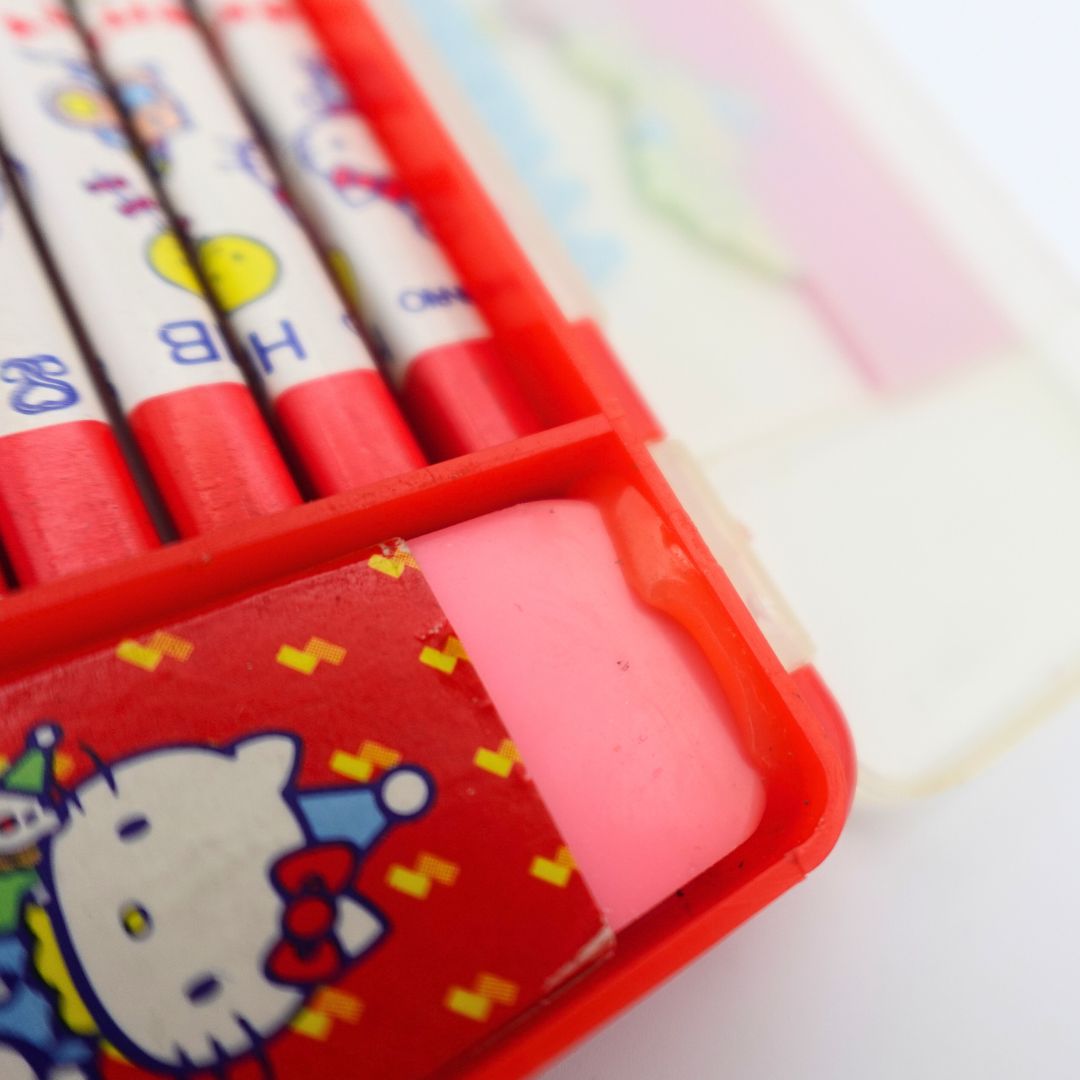 1976 Sanrio Hello Kitty Pencil Case with Pencil and Eraser