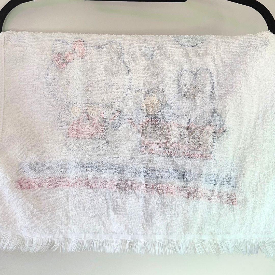 Reverse side of a 1970's vintage Sanrio Hello Kitty mino towel