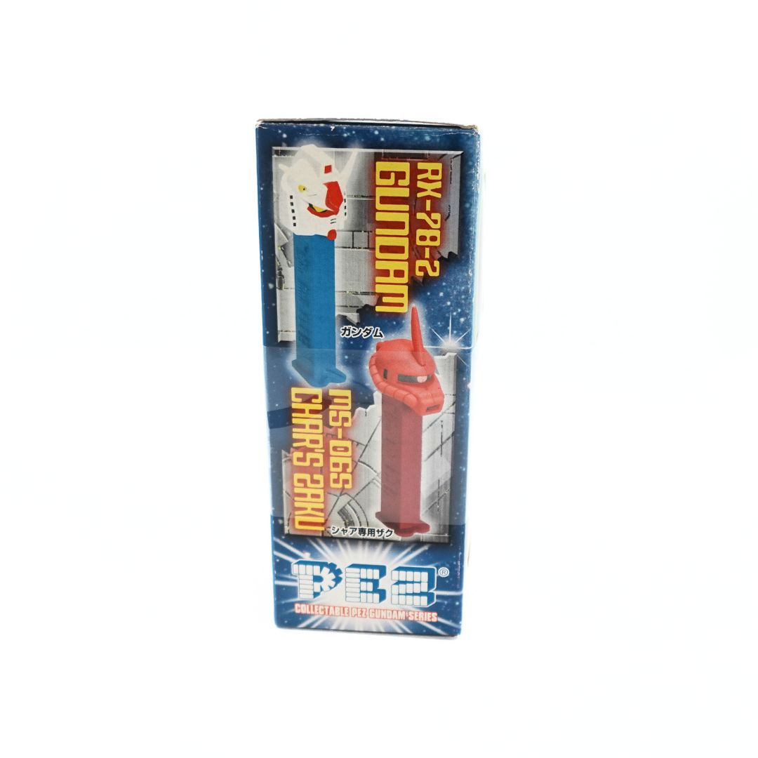 Pez Gundam box with images of Gundam and Char's Zaku