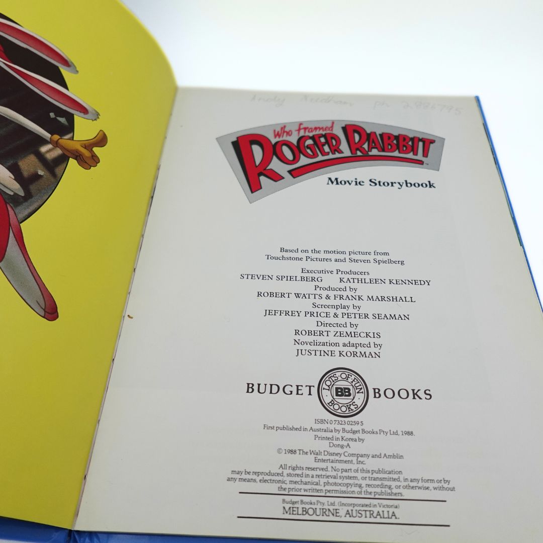 1988 Who Framed Roger Rabbit Movie Storybook