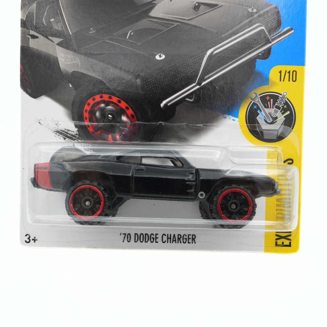 Packaged toy '70 Dodge Charger model car with detailed design on a white background