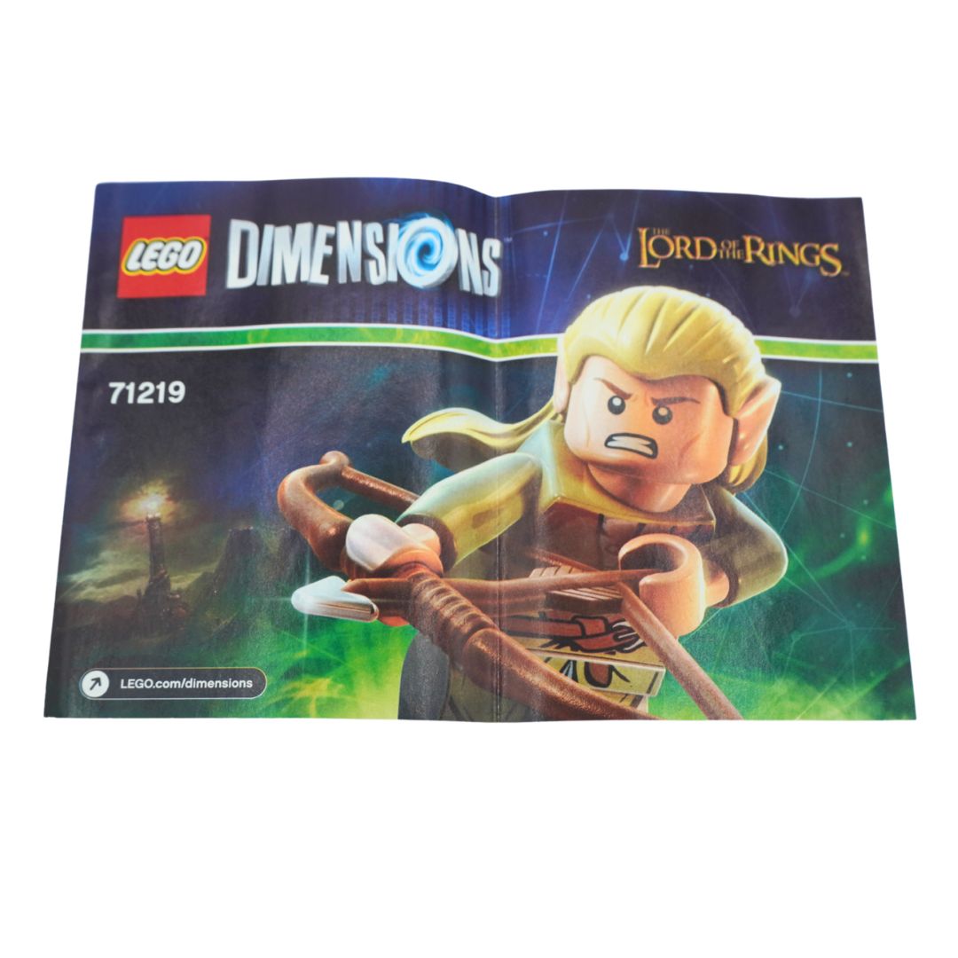 LEGO Dimensions Lord of the Rings set 71219 instruction booklet cover featuring a minifigure of Thranduil on a white background.