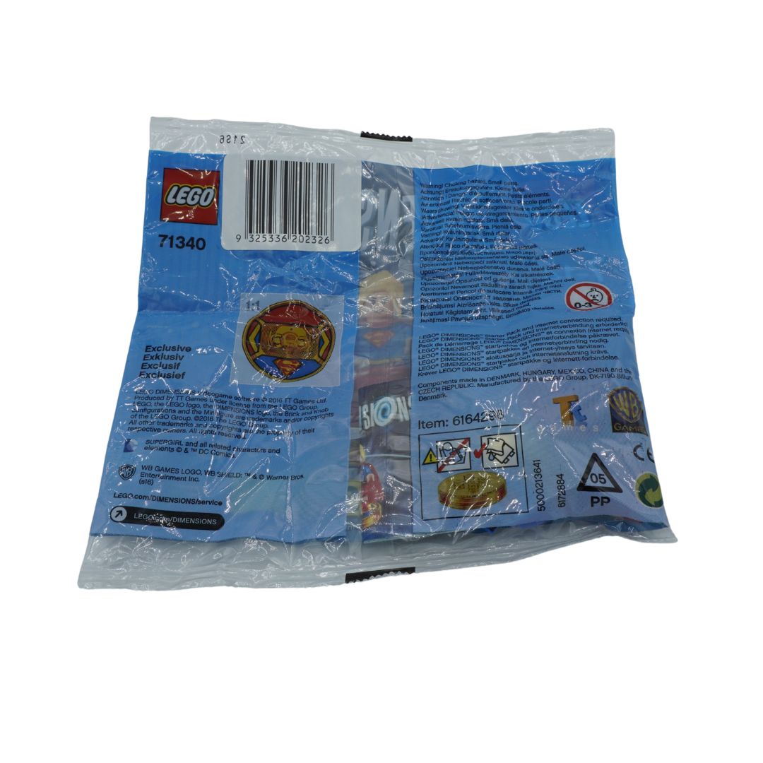 Back cover of a blue Lego Dimensions bag for model number 71340