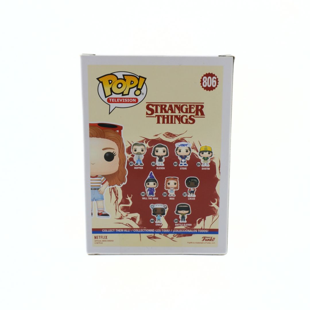 Funko Pop! Stranger Things packaging with character illustrations on a white background