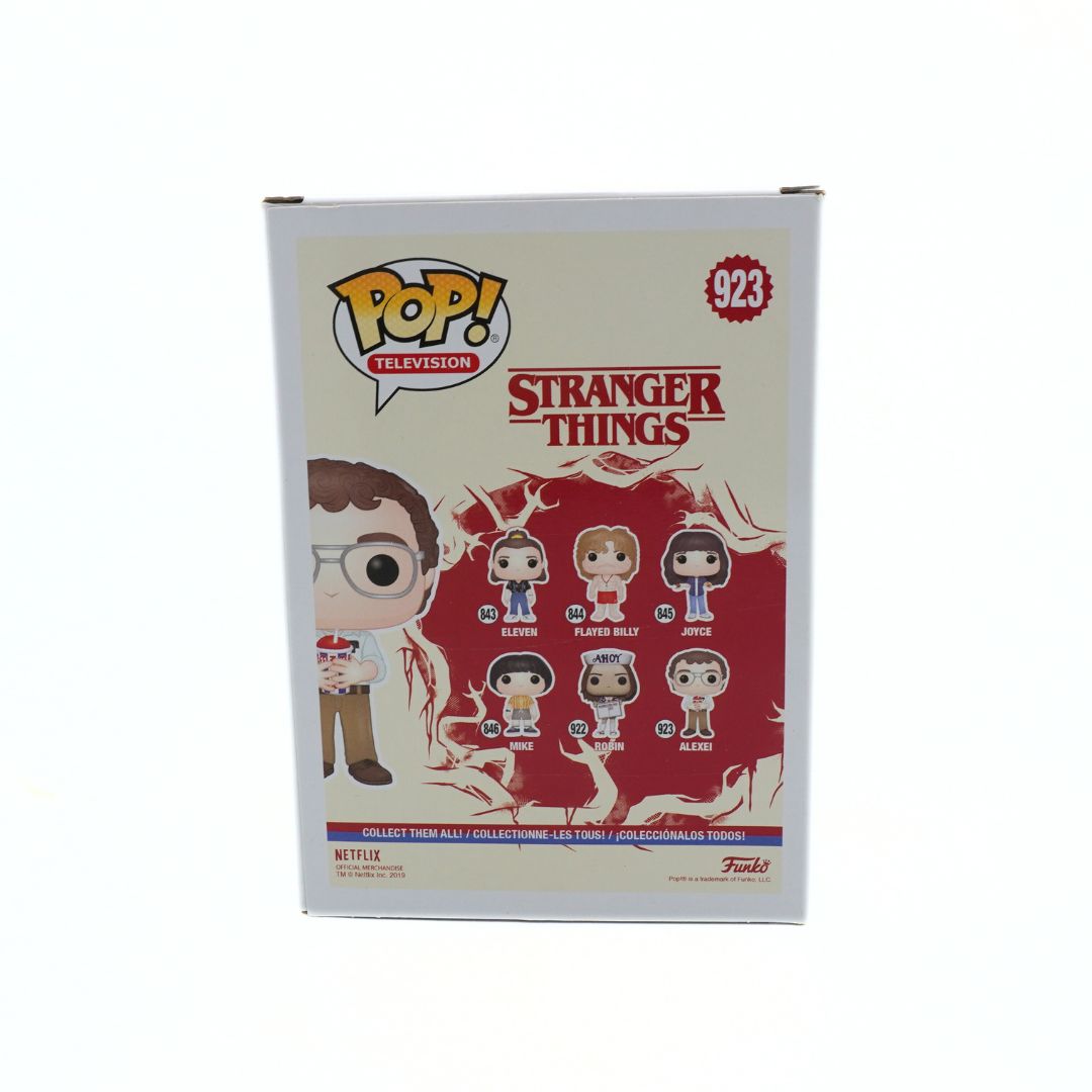 Funko Pop! Stranger Things packaging with character illustrations on a white background