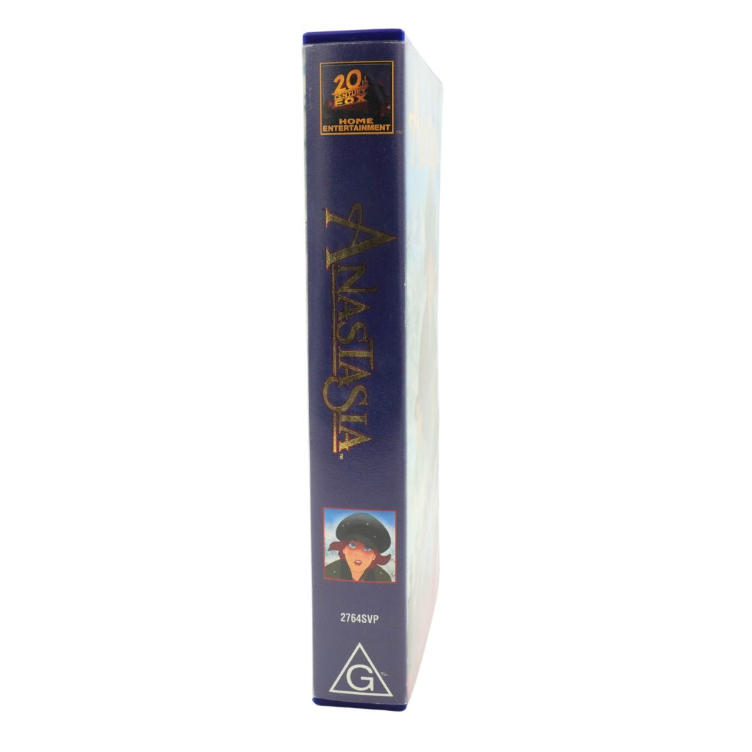 VHS tape with 'Anastasia' branding on a white background