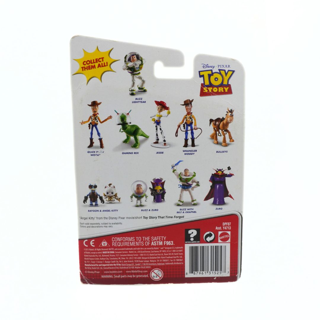 Toy Story action figure packaging with character illustrations on a white background