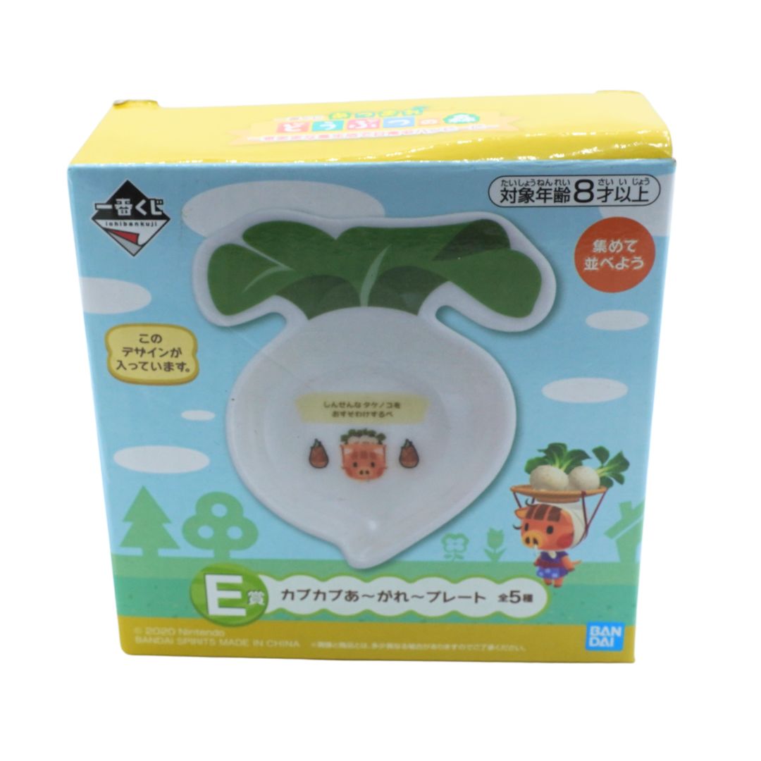 Blue and green box holding a turnip shaped plate from Animal Crossing New Horizons.