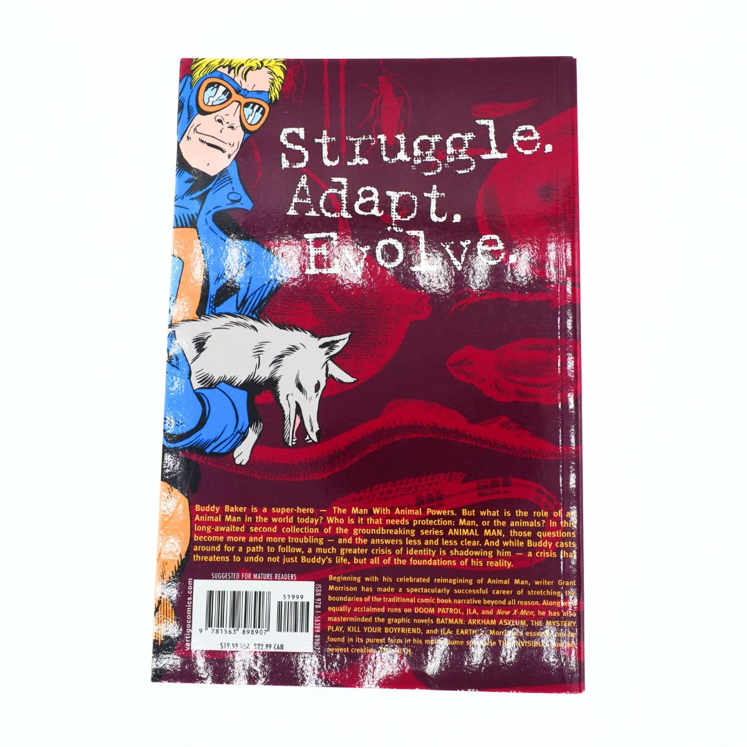 The back cover of the comic book reading 'Struggle. Adapt. Evolve'