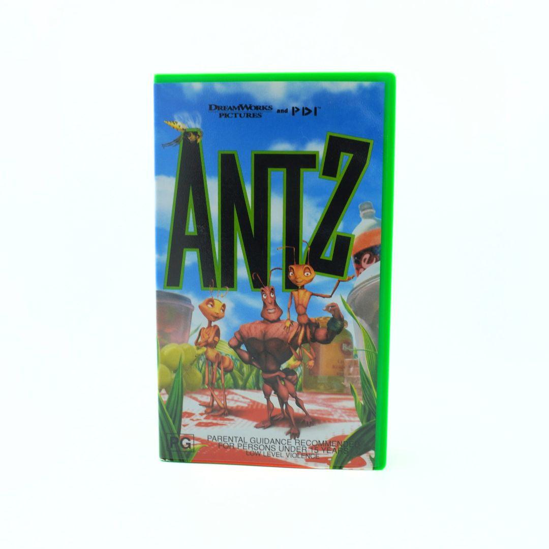 VHS tape cover of 'Antz' with animated characters on a white background