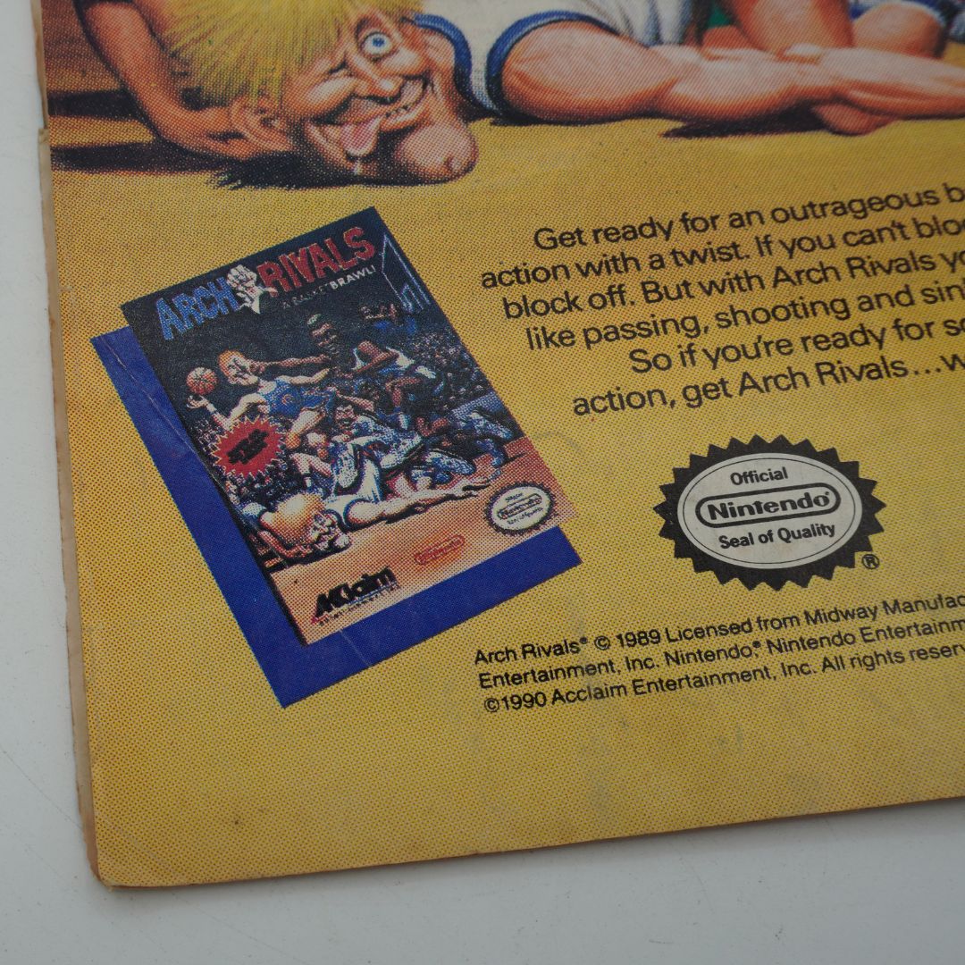 Advertisement for 'Arch Rivals' video game with Nintendo logo on a yellow background