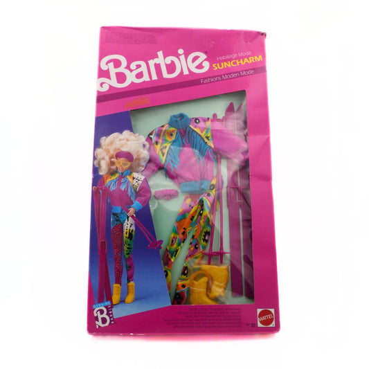 80s era colourful ski outfit for a Barbie, still in its packaging