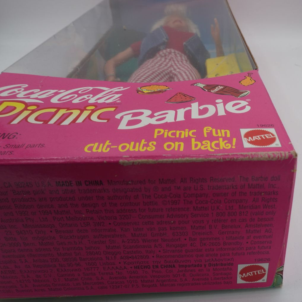Vintage Coca-Cola Picnic Barbie box with Barbie figure on top
