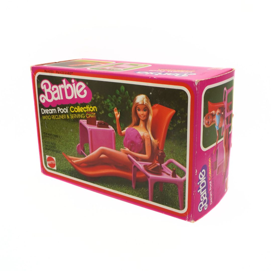 Barbie Dream Pool Collection packaging with Barbie on a lounge chair.