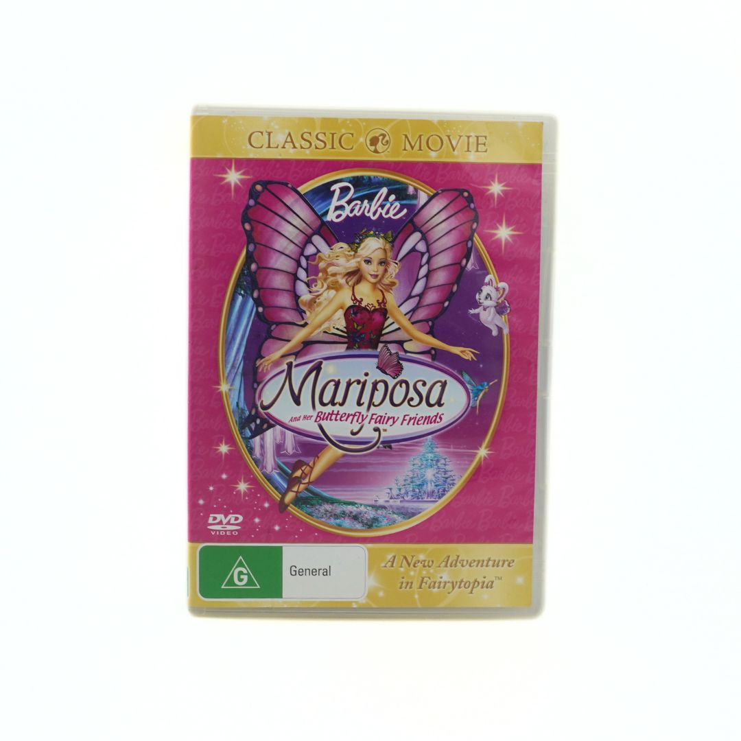 Barbie Mariposa DVD cover on a white background