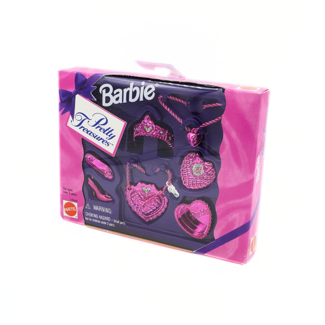Barbie Pretty Treasures toy set packaging on a white background