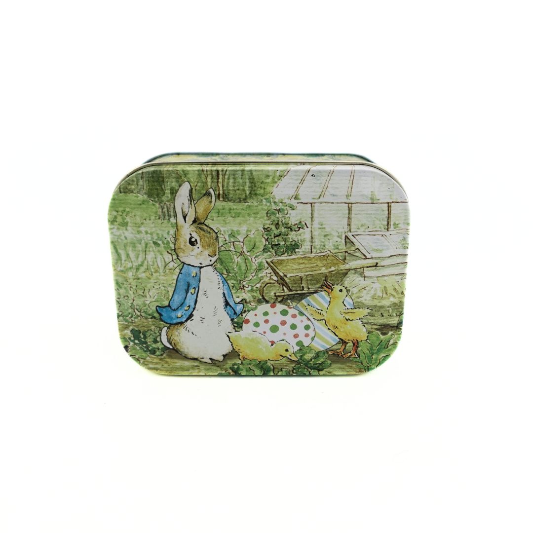 Easter inspired Beatrix Potter mini tin with bunny, chicks and easter eggs