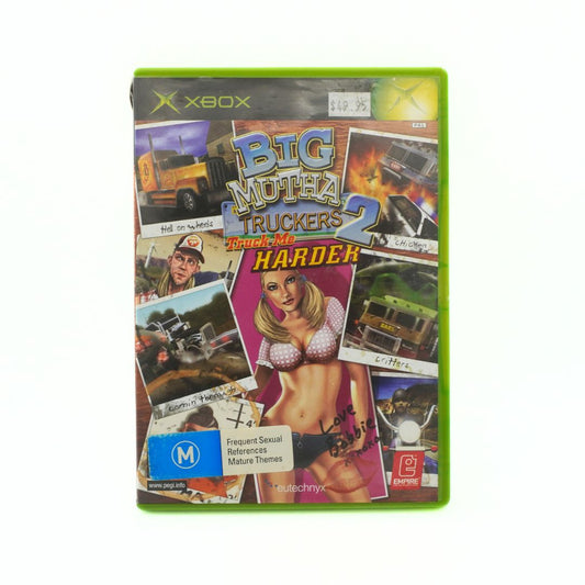 Xbox game case titled 'Big Mutha Truckers 2' with various images and text on a white background.