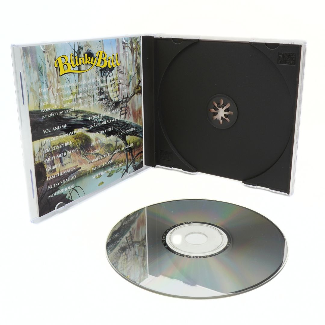 CD and cover with 'Blinky Bill' branding on a white background