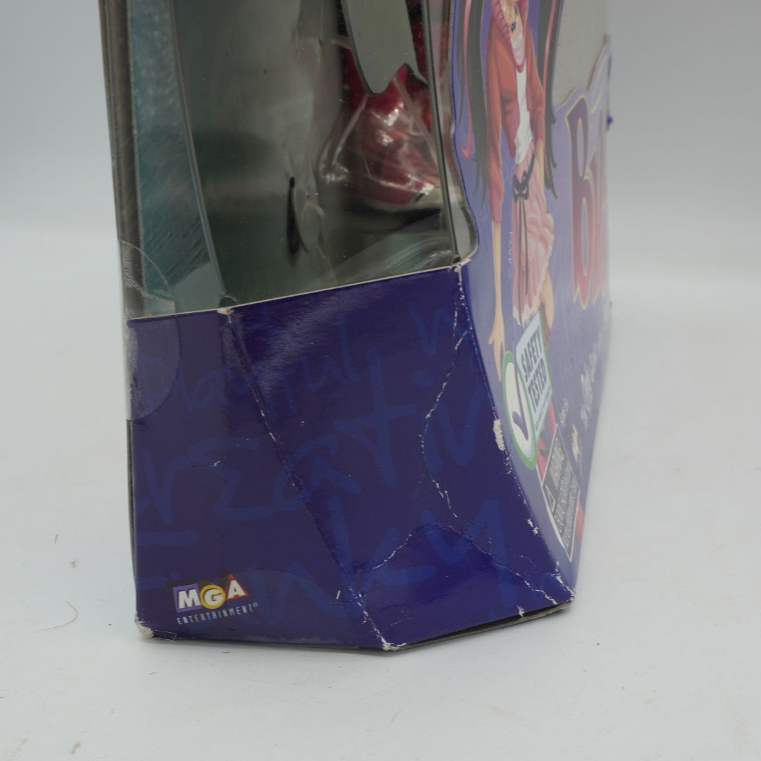 Toy figure in a blue box with visible branding on a white background