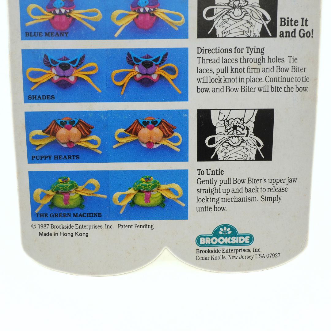 Brookside Bow Biter packaging with illustrations and instructions on a white background