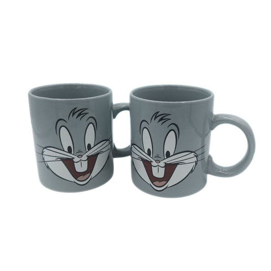 Set of two grey ceramic mugs with Bugs Bunny on the front