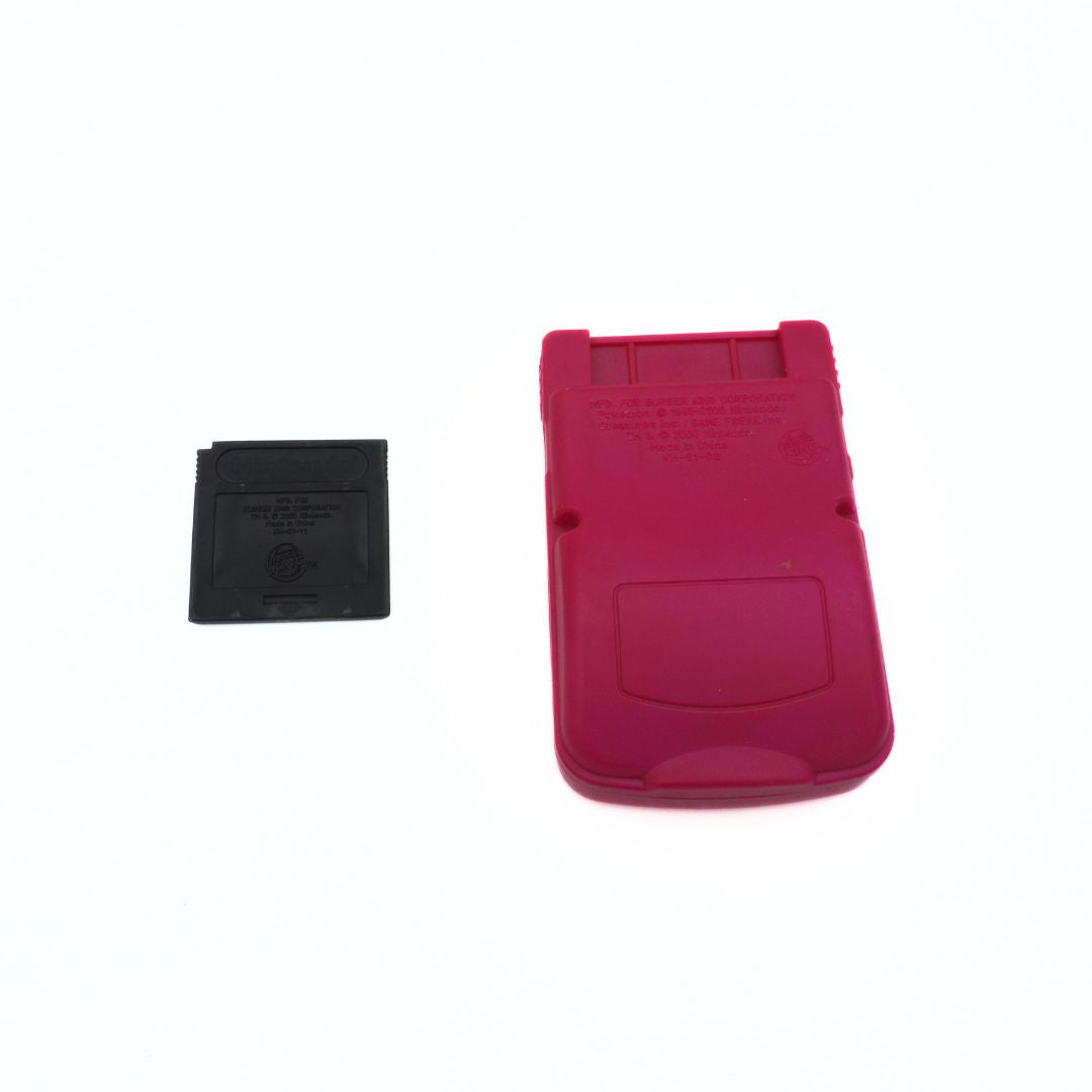 Red and black plastic components on a white background